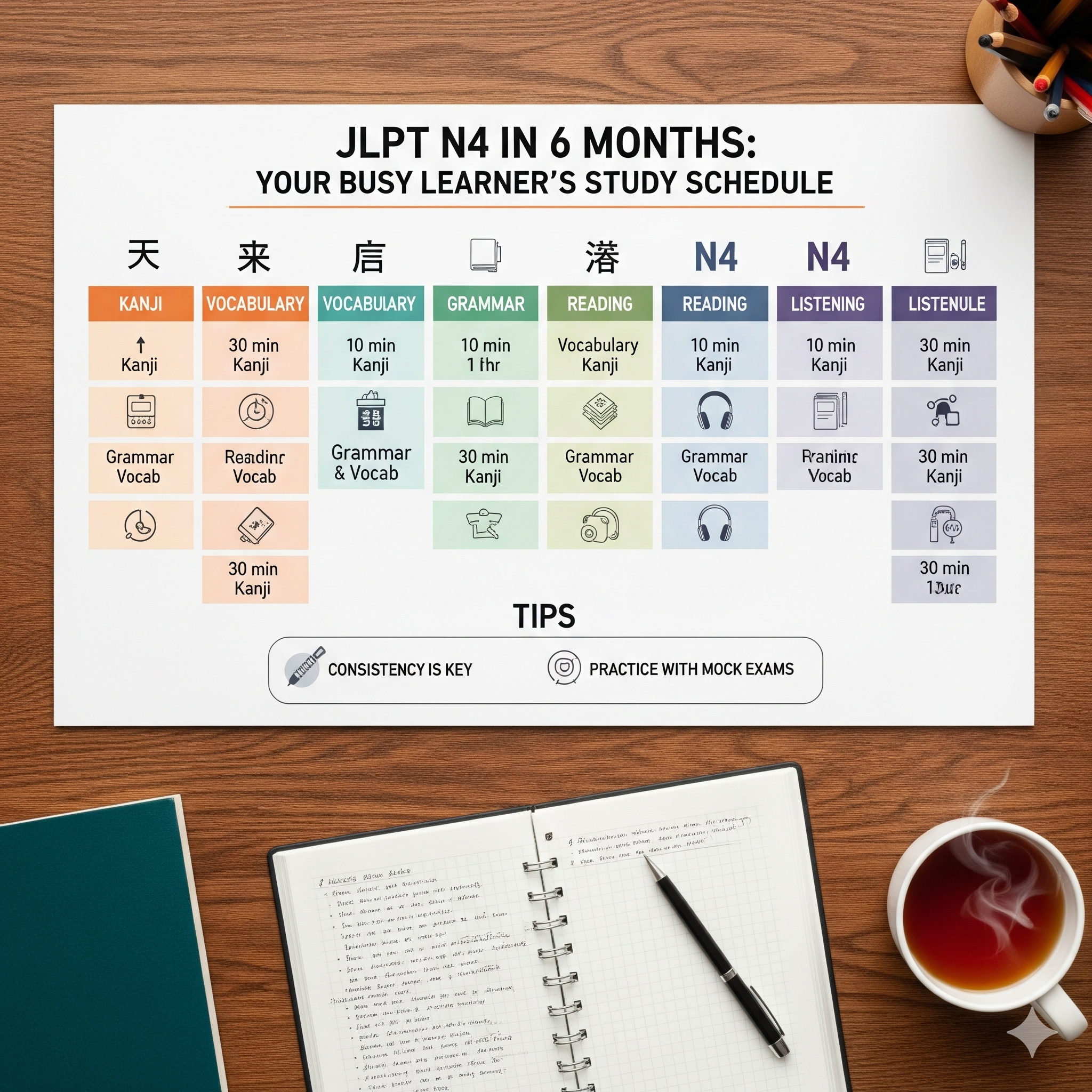 JLPT N4 in 6 Months: Effective Study Schedule for Busy Learners