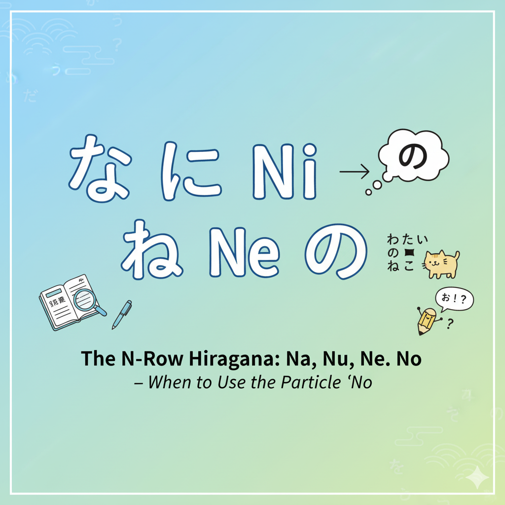 The N-Row Hiragana: Na, Ni, Nu, Ne, No - When to Use the Particle 'No'