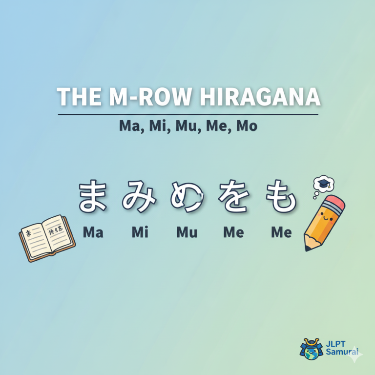 The M-Row Hiragana: Ma, Mi, Mu, Me, Mo
